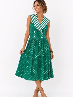 Vintage Walden Classics USA Polka Dot Sailor Dress Cottagecore Rockabilly